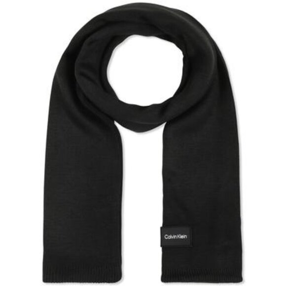 Calvin Klein Men's Woven Patch Logo Scarf, Black, One Size - Picture 1 of 4